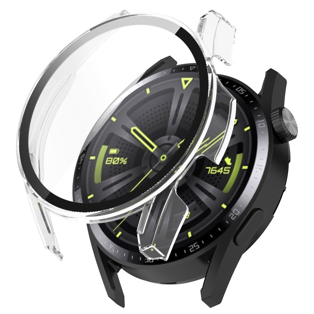 Beskyttende Huawei Watch GT 3 (46mm) Cover med Skærmbeskytter i Plastik og Hærdet Glas - Gennemsigtig#serie_3