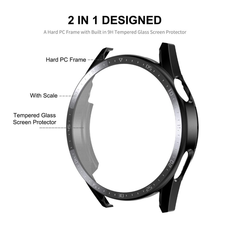Super Flot Huawei Watch GT 3 (46mm) Cover med Skærmbeskytter i Plastik og Hærdet Glas - Sort#serie_1