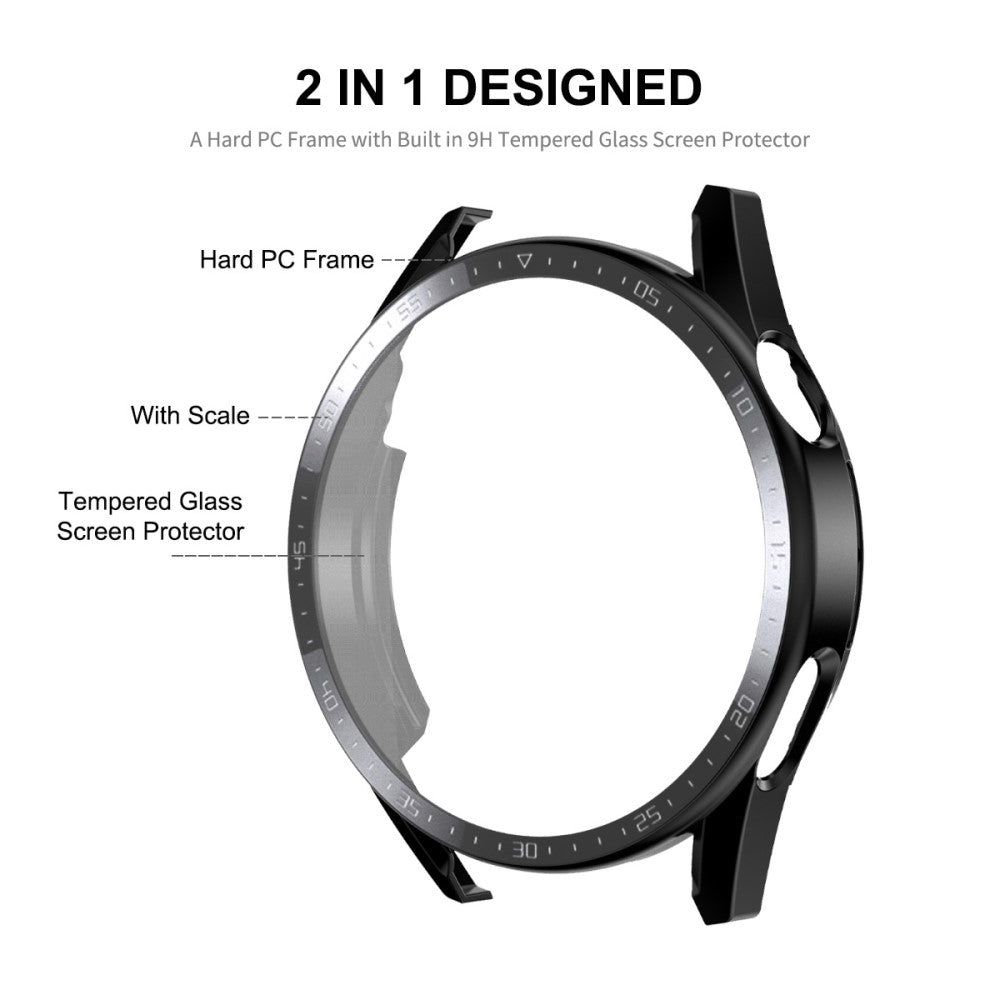 Super Flot Huawei Watch GT 3 (46mm) Cover med Skærmbeskytter i Plastik og Hærdet Glas - Blå#serie_3