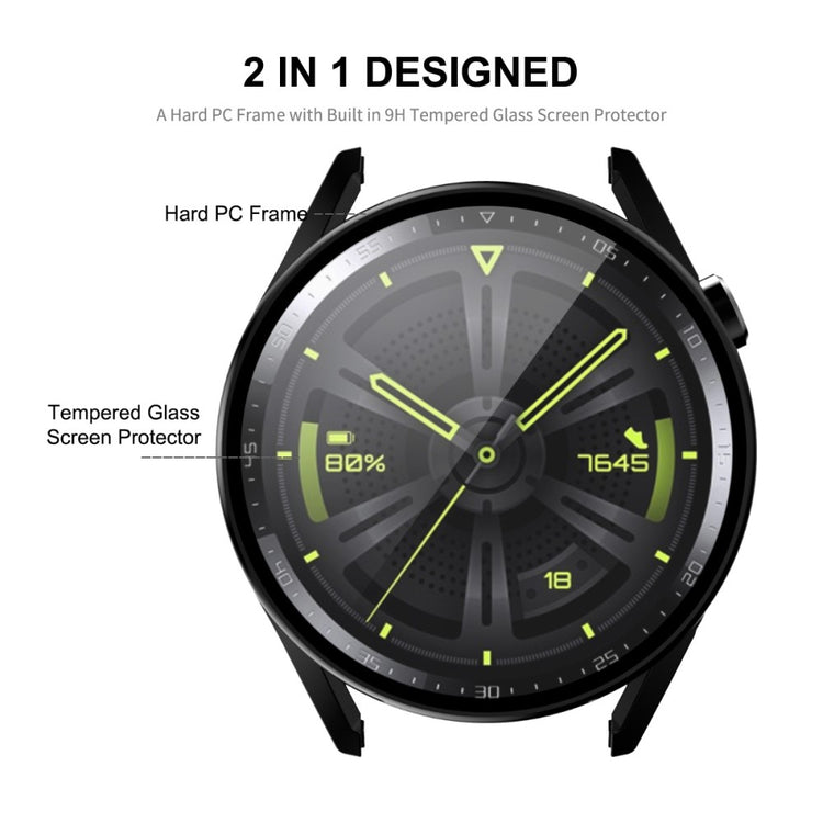 Rigtigt Flot Huawei Watch GT 3 (46mm) Cover med Skærmbeskytter i Plastik og Hærdet Glas - Grøn#serie_2