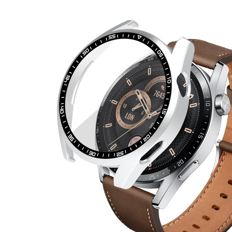 Meget Fint Huawei Watch GT 3 (46mm) Cover med Skærmbeskytter i Plastik og Hærdet Glas - Sølv#serie_4