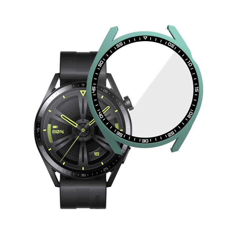 Meget Fint Huawei Watch GT 3 (46mm) Cover med Skærmbeskytter i Plastik og Hærdet Glas - Grøn#serie_5