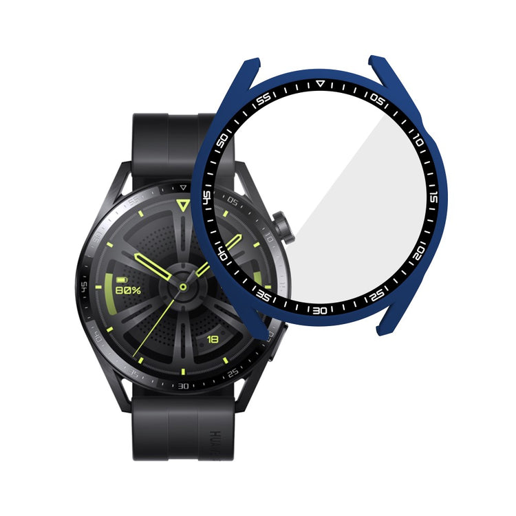 Meget Fint Huawei Watch GT 3 (46mm) Cover med Skærmbeskytter i Plastik og Hærdet Glas - Blå#serie_6