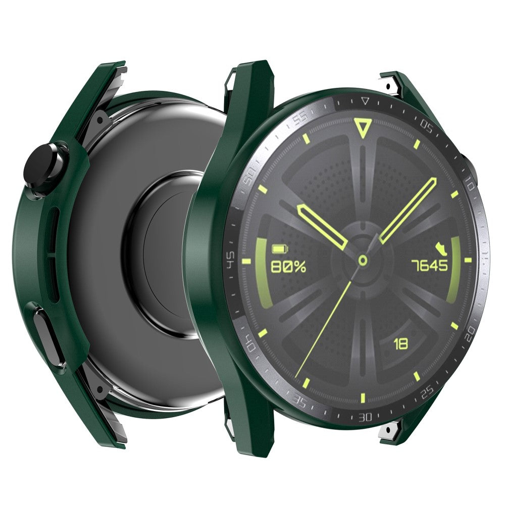 Super Fed Huawei Watch GT 3 (46mm) Cover med Skærmbeskytter i Plastik og Hærdet Glas - Grøn#serie_1