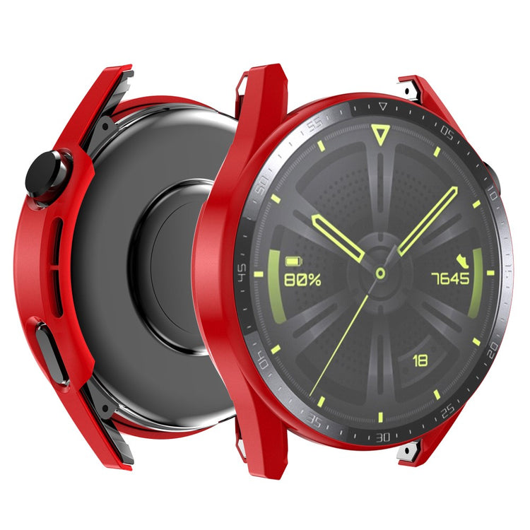 Super Fed Huawei Watch GT 3 (46mm) Cover med Skærmbeskytter i Plastik og Hærdet Glas - Rød#serie_5