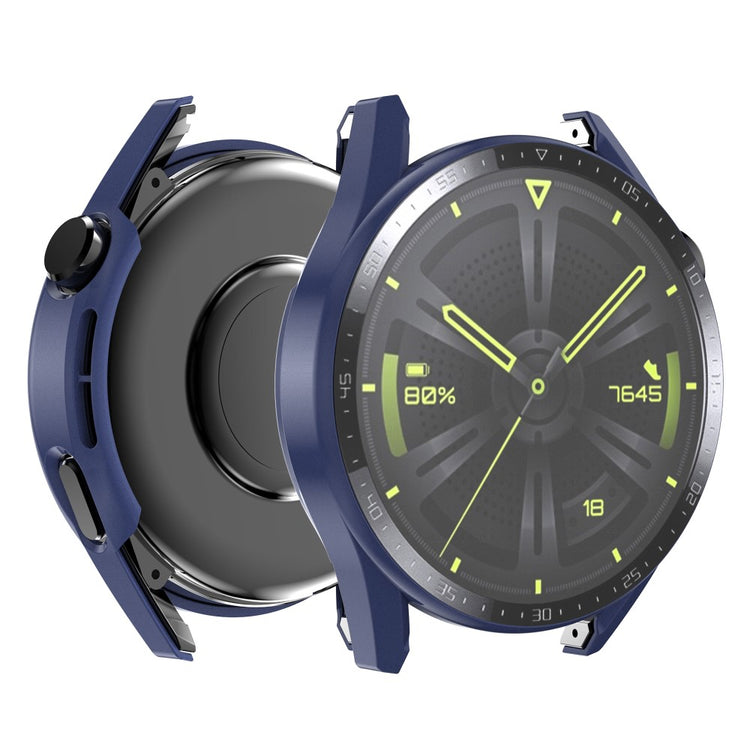 Super Fed Huawei Watch GT 3 (46mm) Cover med Skærmbeskytter i Plastik og Hærdet Glas - Blå#serie_8