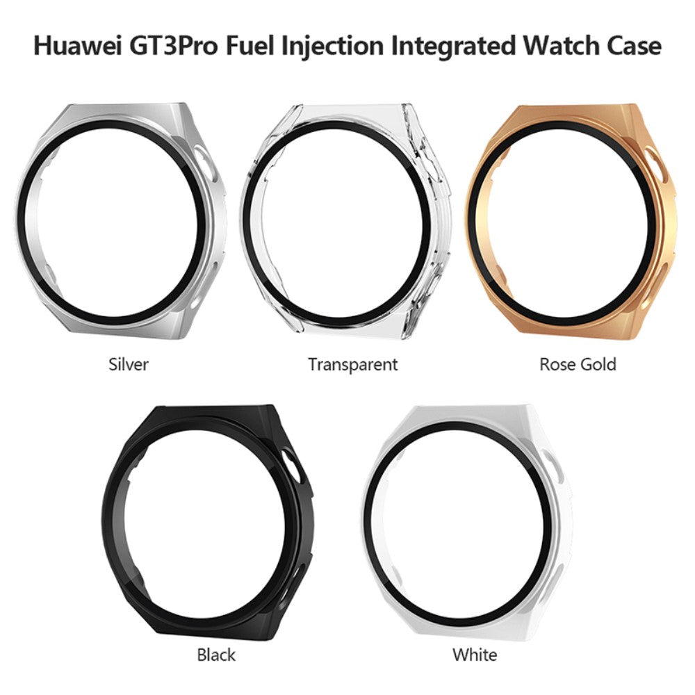 Vildt Flot Huawei Watch GT 3 Pro 46mm Cover med Skærmbeskytter i Hærdet Glas - Hvid#serie_1