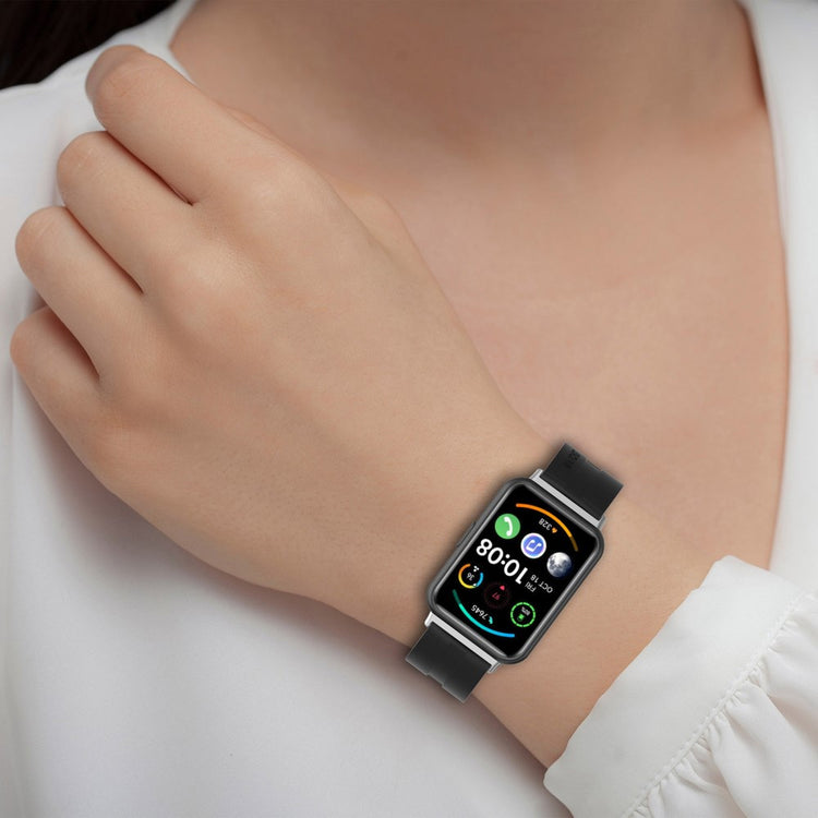 Slidstærk Huawei Watch Fit 2 Silikone Urrem - Sort#serie_1