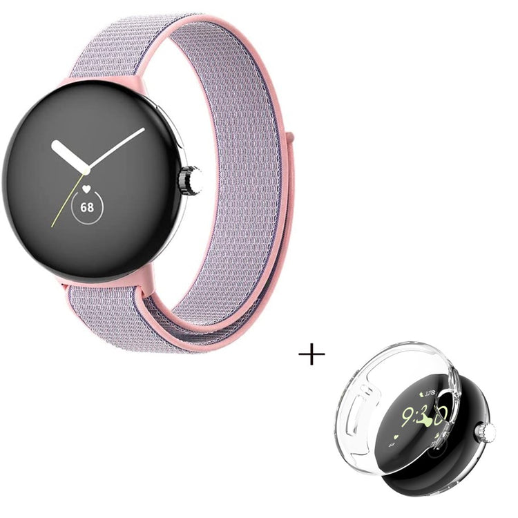 Super elegant Google Pixel Watch Plastik og Nylon Rem - Pink#serie_3