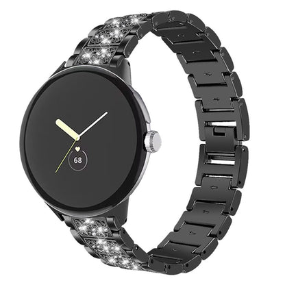 Sejt Google Pixel Watch Metal og Rhinsten Rem - Sort#serie_1