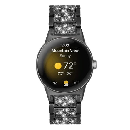 Sejt Google Pixel Watch Metal og Rhinsten Rem - Sort#serie_1