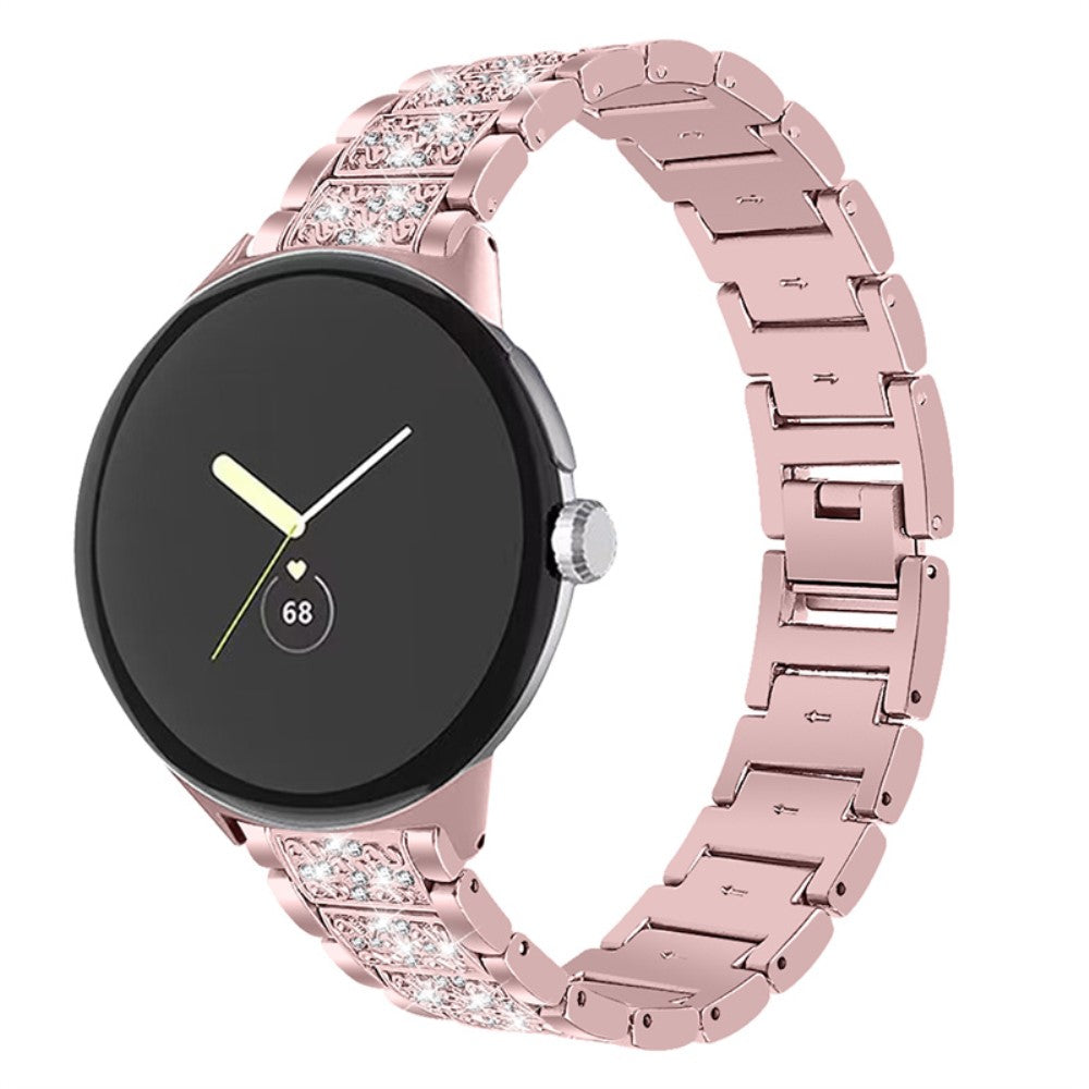 Sejt Google Pixel Watch Metal og Rhinsten Rem - Pink#serie_2