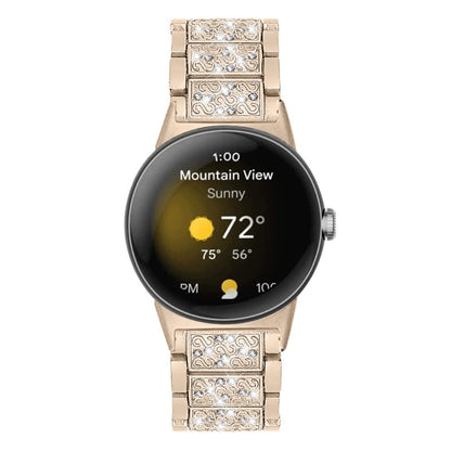 Sejt Google Pixel Watch Metal og Rhinsten Rem - Guld#serie_5