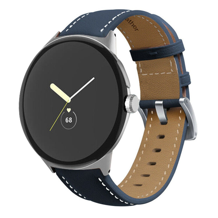 Vildt fantastisk Google Pixel Watch Ægte læder Rem - Blå#serie_5