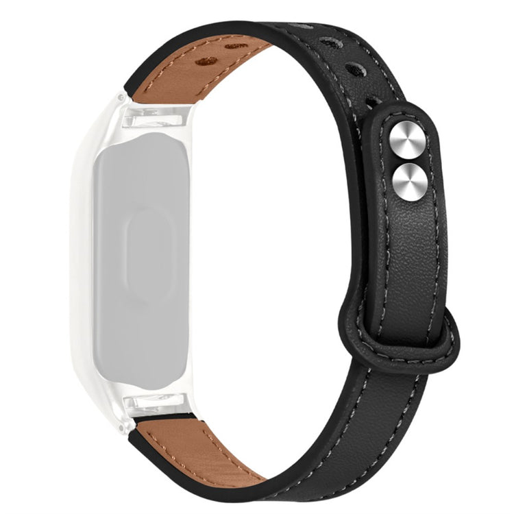  Xiaomi Mi Smart Band 6 / Xiaomi Mi Band 5 Ægte læder Rem - Sort#serie_2