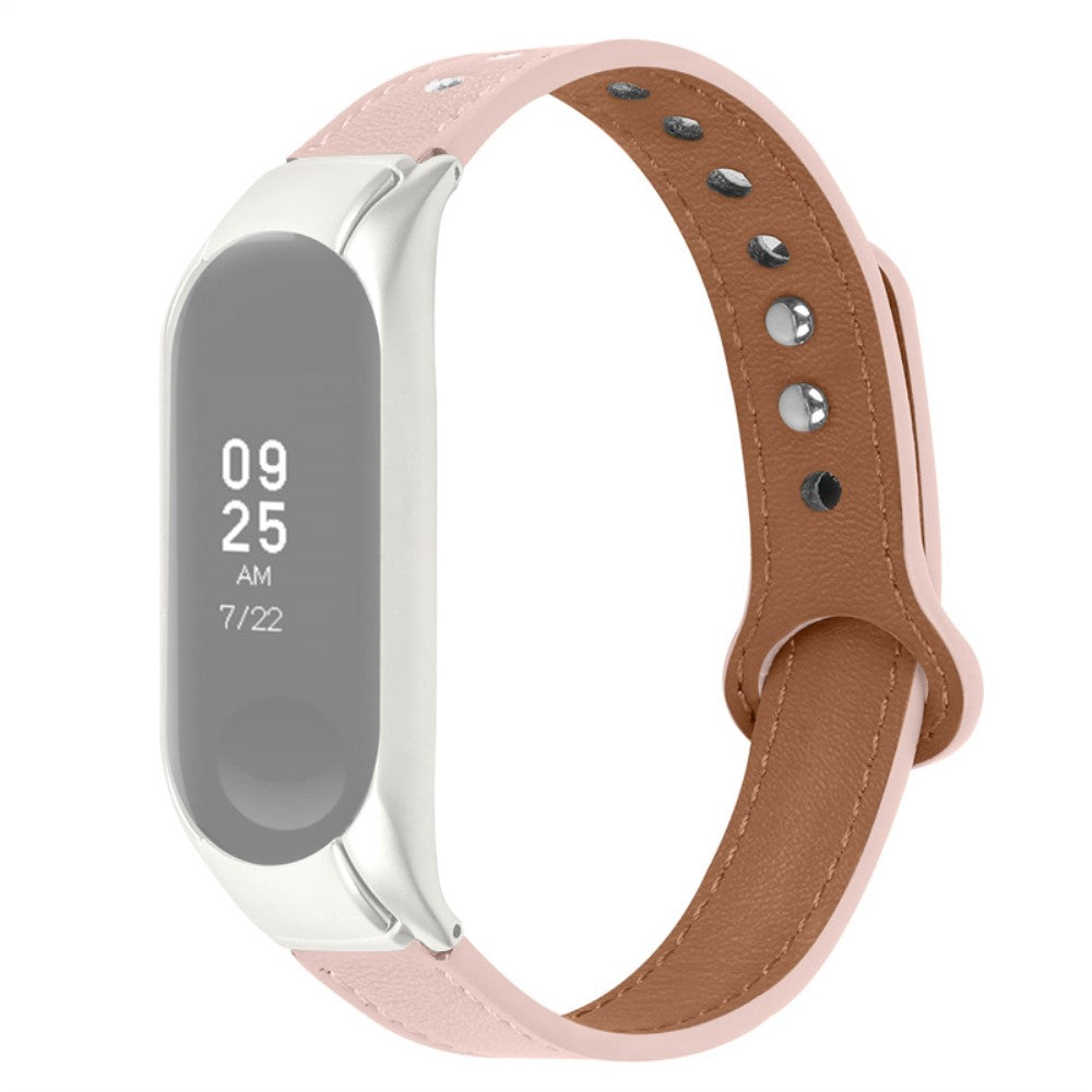  Xiaomi Mi Smart Band 6 / Xiaomi Mi Band 5 Ægte læder Urrem - Pink#serie_4