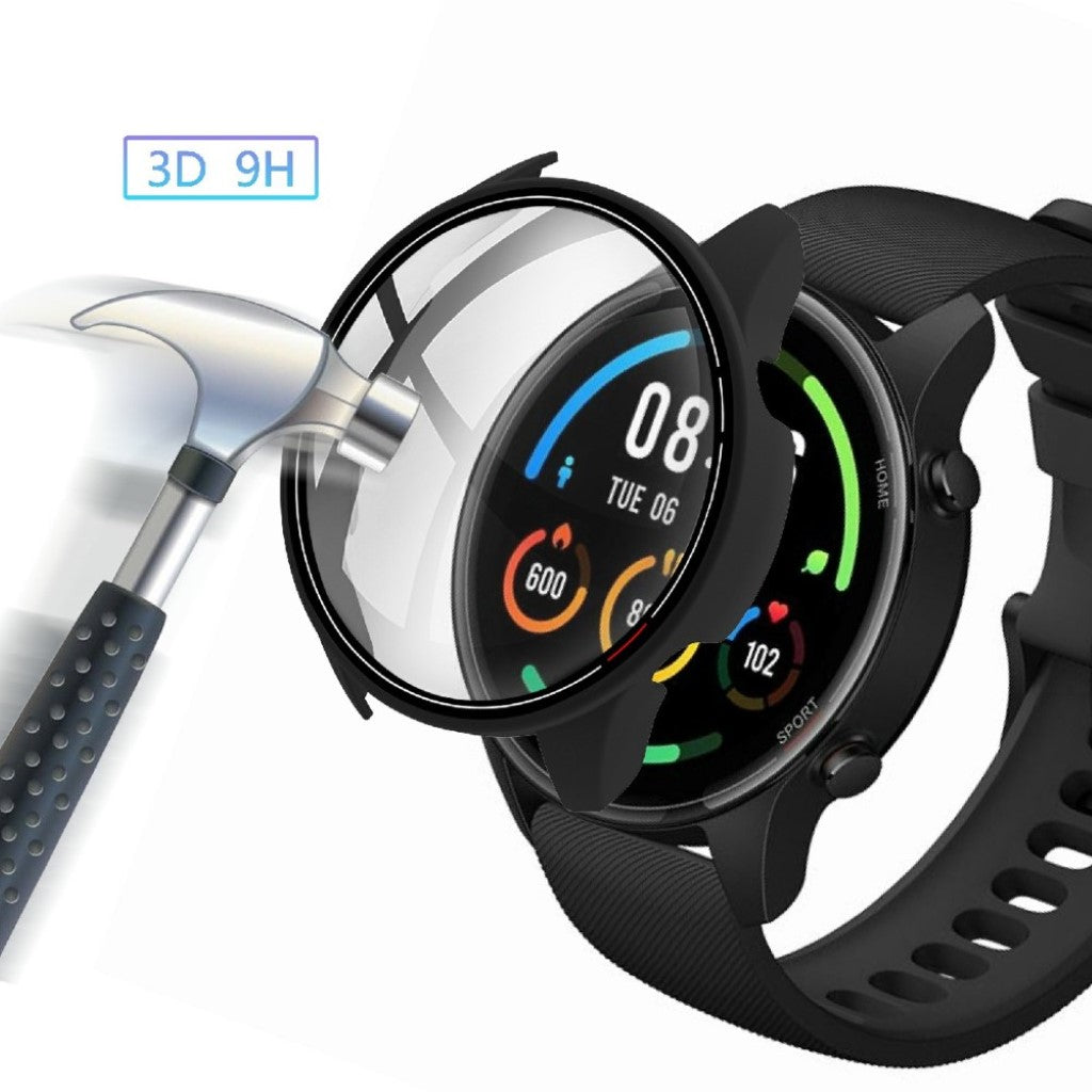 Vildt Fint Xiaomi Mi Watch Color Silikone og Glas Cover - Sort#serie_1