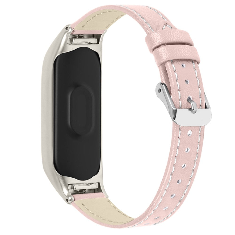 Meget fint Xiaomi Mi Band 7 Ægte læder Urrem - Pink#serie_3