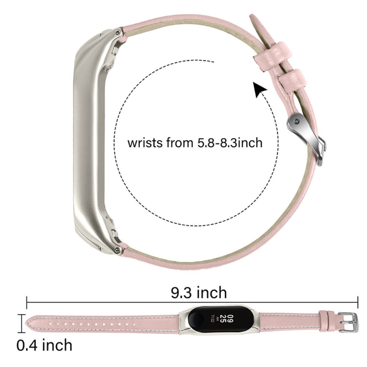 Meget fint Xiaomi Mi Band 7 Ægte læder Urrem - Pink#serie_3