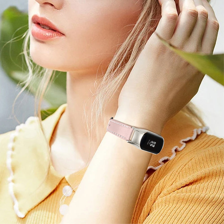 Meget fint Xiaomi Mi Band 7 Ægte læder Urrem - Pink#serie_3