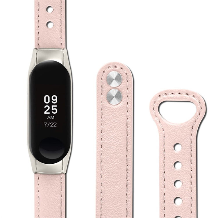 Glimrende Xiaomi Mi Band 7 Ægte læder Urrem - Pink#serie_4