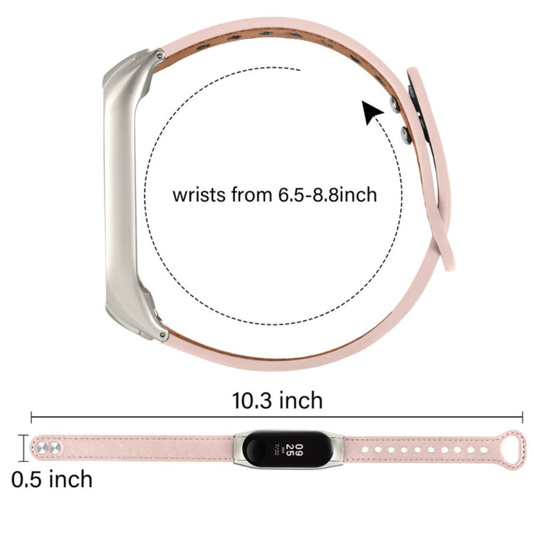 Glimrende Xiaomi Mi Band 7 Ægte læder Urrem - Pink#serie_4
