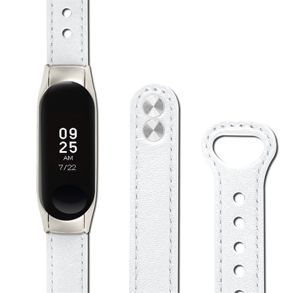  Xiaomi Mi Smart Band 4 / Xiaomi Mi Band 3 Ægte læder Urrem - Hvid#serie_1