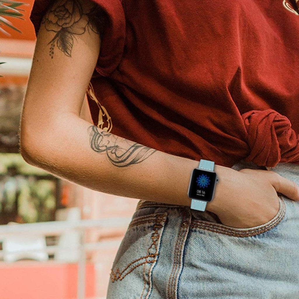 Mega slidstærk Xiaomi Mi Watch Ægte læder Rem - Blå#serie_3