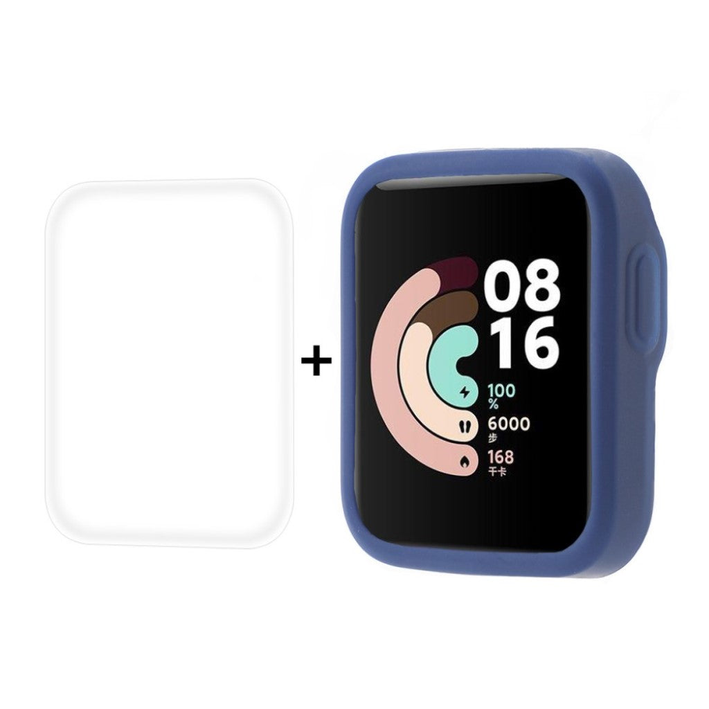 Rigtigt Godt Xiaomi Redmi Watch Cover med Skærmbeskytter i Silikone - Blå#serie_3