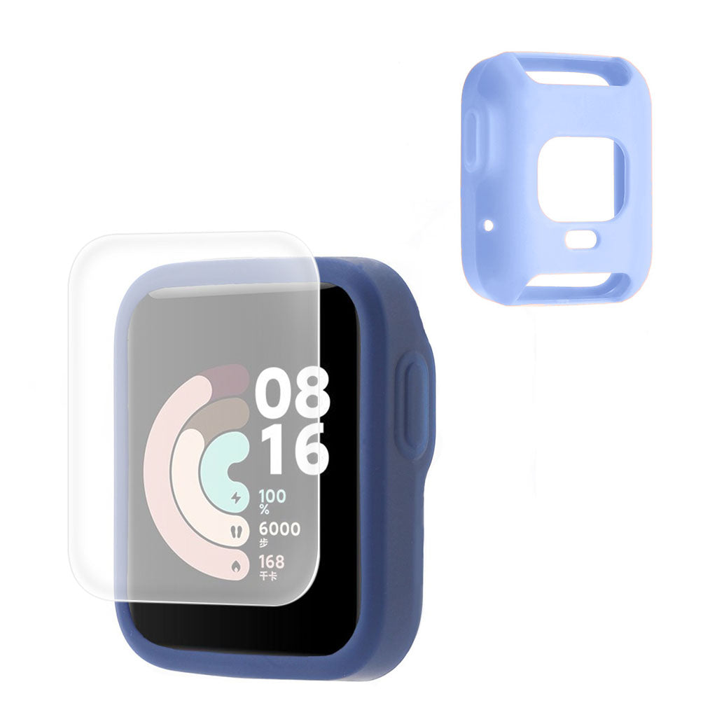 Rigtigt Godt Xiaomi Redmi Watch Cover med Skærmbeskytter i Silikone - Blå#serie_3