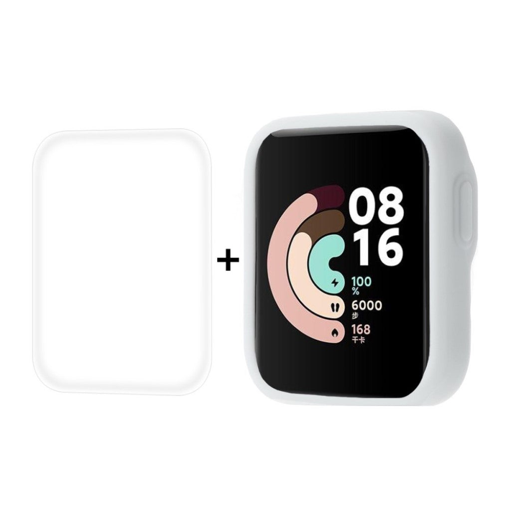 Rigtigt Godt Xiaomi Redmi Watch Cover med Skærmbeskytter i Silikone - Hvid#serie_5