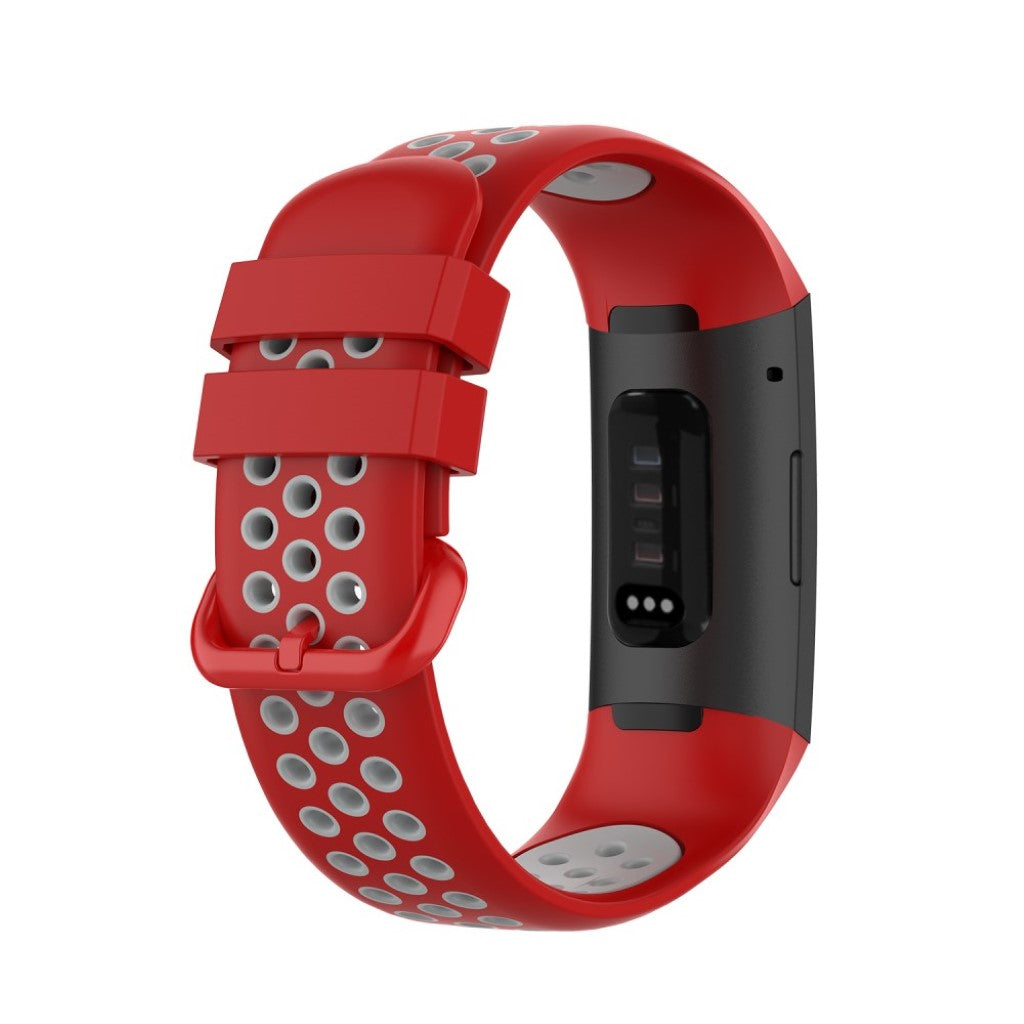 Vildt fed Fitbit Charge 3 / Fitbit Charge 4 Silikone Rem - Rød#serie_11