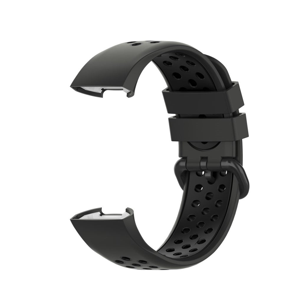 Vildt fed Fitbit Charge 3 / Fitbit Charge 4 Silikone Rem - Sort#serie_13