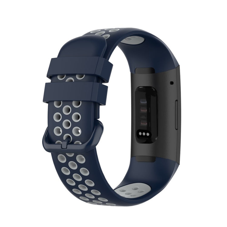 Vildt fed Fitbit Charge 3 / Fitbit Charge 4 Silikone Rem - Blå#serie_15