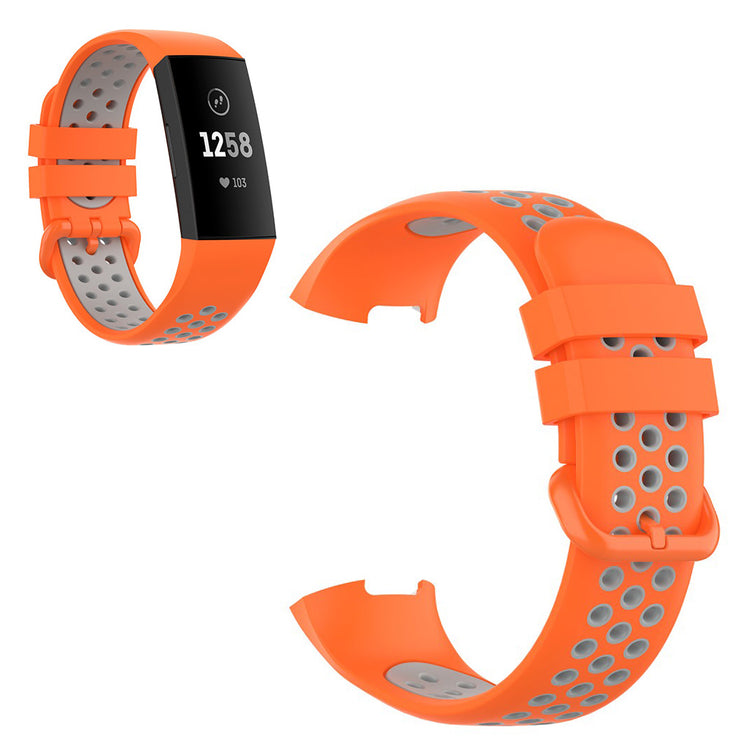 Vildt fed Fitbit Charge 3 / Fitbit Charge 4 Silikone Rem - Orange#serie_3