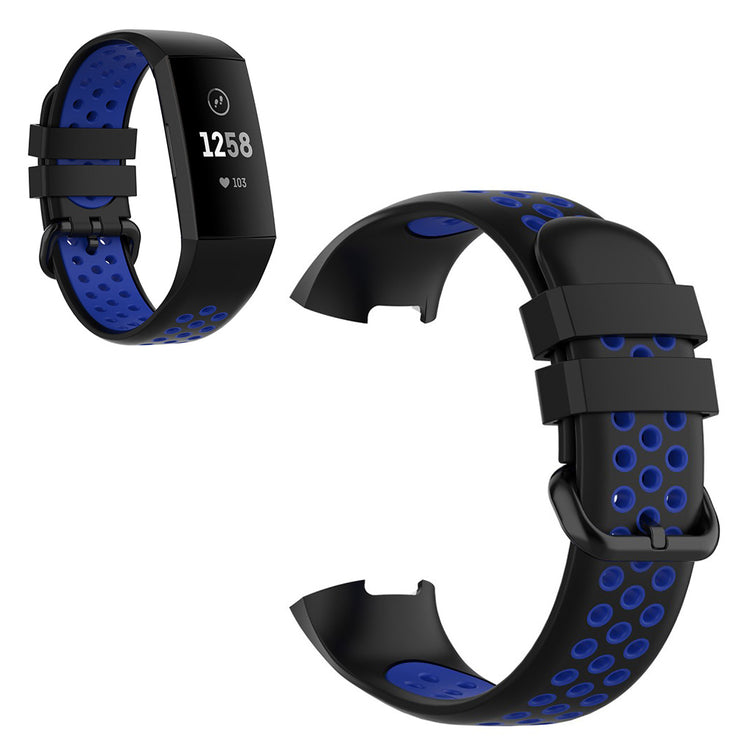 Vildt fed Fitbit Charge 3 / Fitbit Charge 4 Silikone Rem - Blå#serie_8
