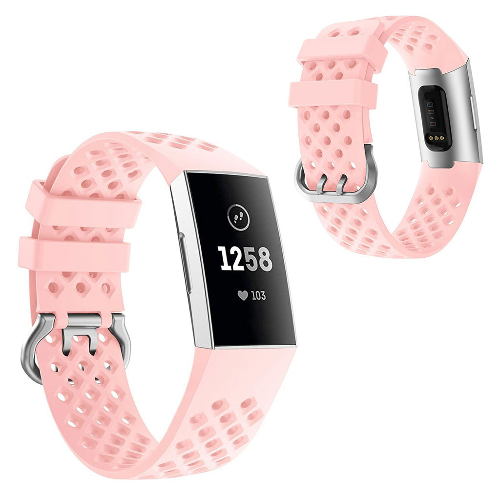 Mega fed Fitbit Charge 3 / Fitbit Charge 4 Silikone Rem - Pink#serie_3