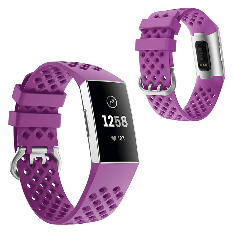 Mega fed Fitbit Charge 3 / Fitbit Charge 4 Silikone Rem - Lilla#serie_6