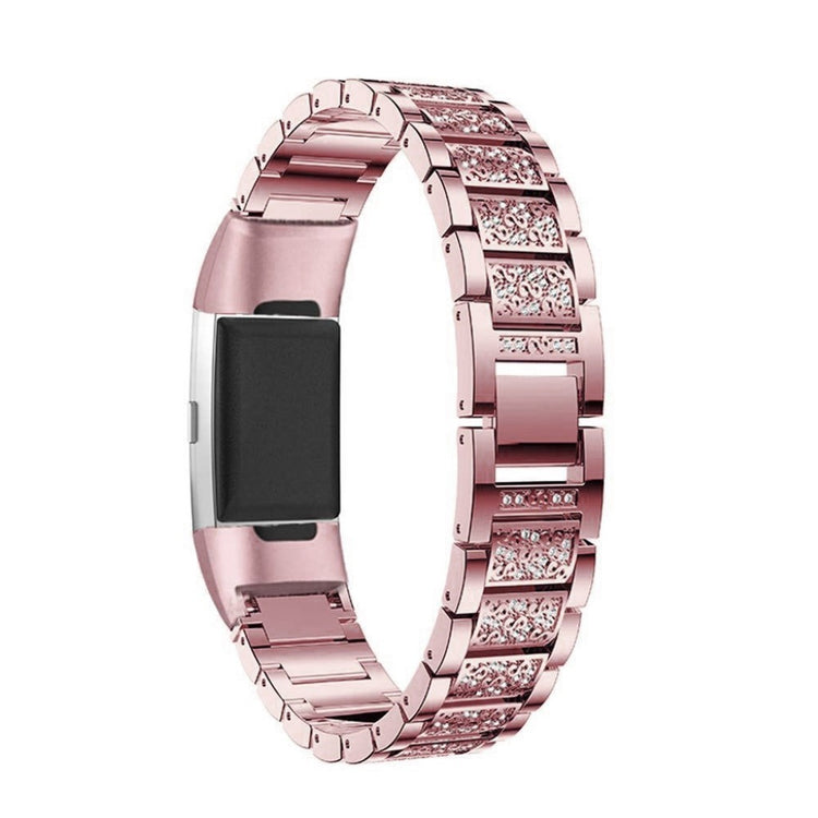 Fed Fitbit Charge 4 / Fitbit Charge 3 Metal og Rhinsten Rem - Pink#serie_027