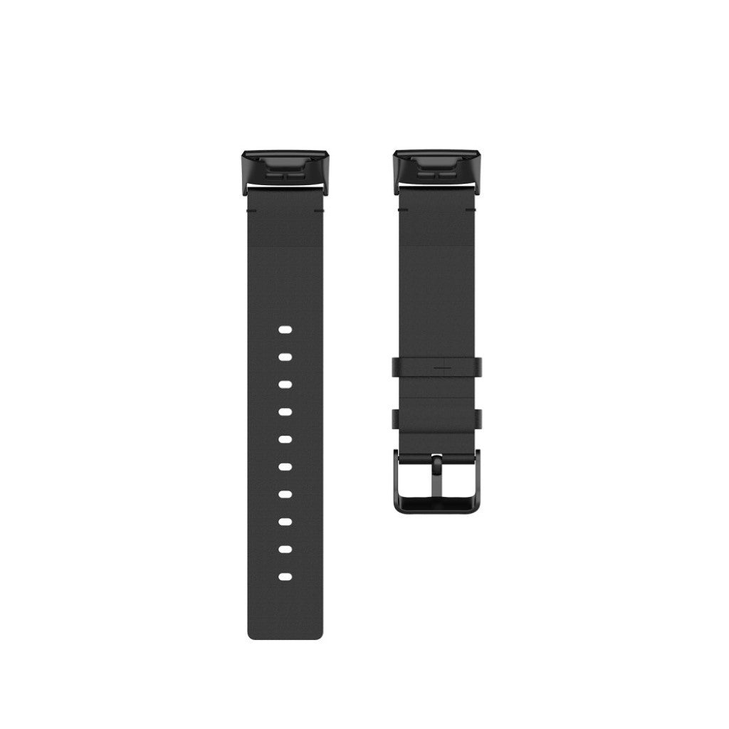 Mega kønt Fitbit Charge 4 / Fitbit Charge 3 Ægte læder Rem - Sort#serie_1
