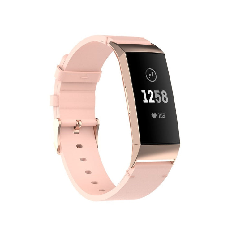 Mega kønt Fitbit Charge 4 / Fitbit Charge 3 Ægte læder Rem - Pink#serie_4