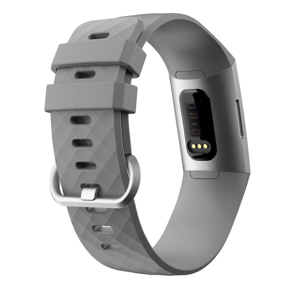 Stilren Fitbit Charge 4 / Fitbit Charge 3 Silikone Rem - Størrelse: S - Sølv#serie_3