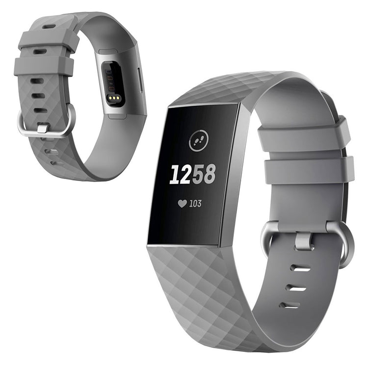 Stilren Fitbit Charge 4 / Fitbit Charge 3 Silikone Rem - Størrelse: S - Sølv#serie_3