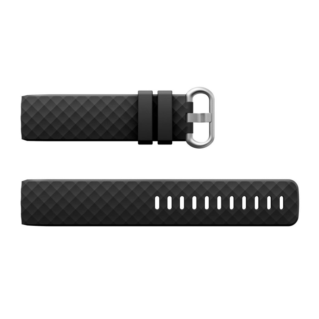 Mega sejt Fitbit Charge 4 / Fitbit Charge 3 Silikone Rem - Størrelse: L - Sort#serie_1