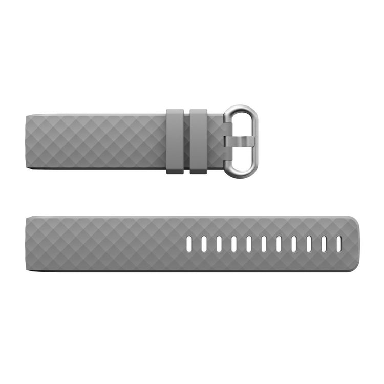 Mega sejt Fitbit Charge 4 / Fitbit Charge 3 Silikone Rem - Størrelse: L - Sølv#serie_3