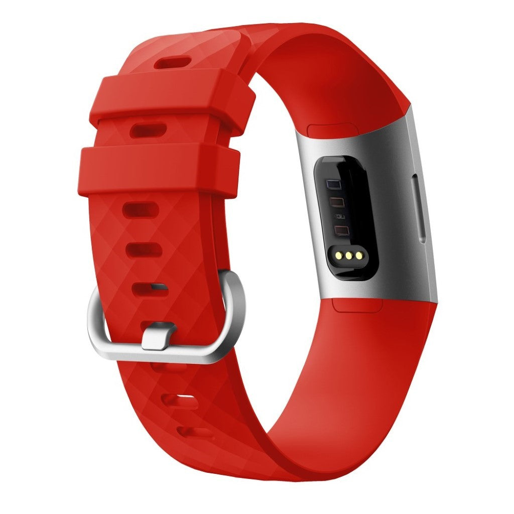 Mega sejt Fitbit Charge 4 / Fitbit Charge 3 Silikone Rem - Størrelse: L - Rød#serie_4