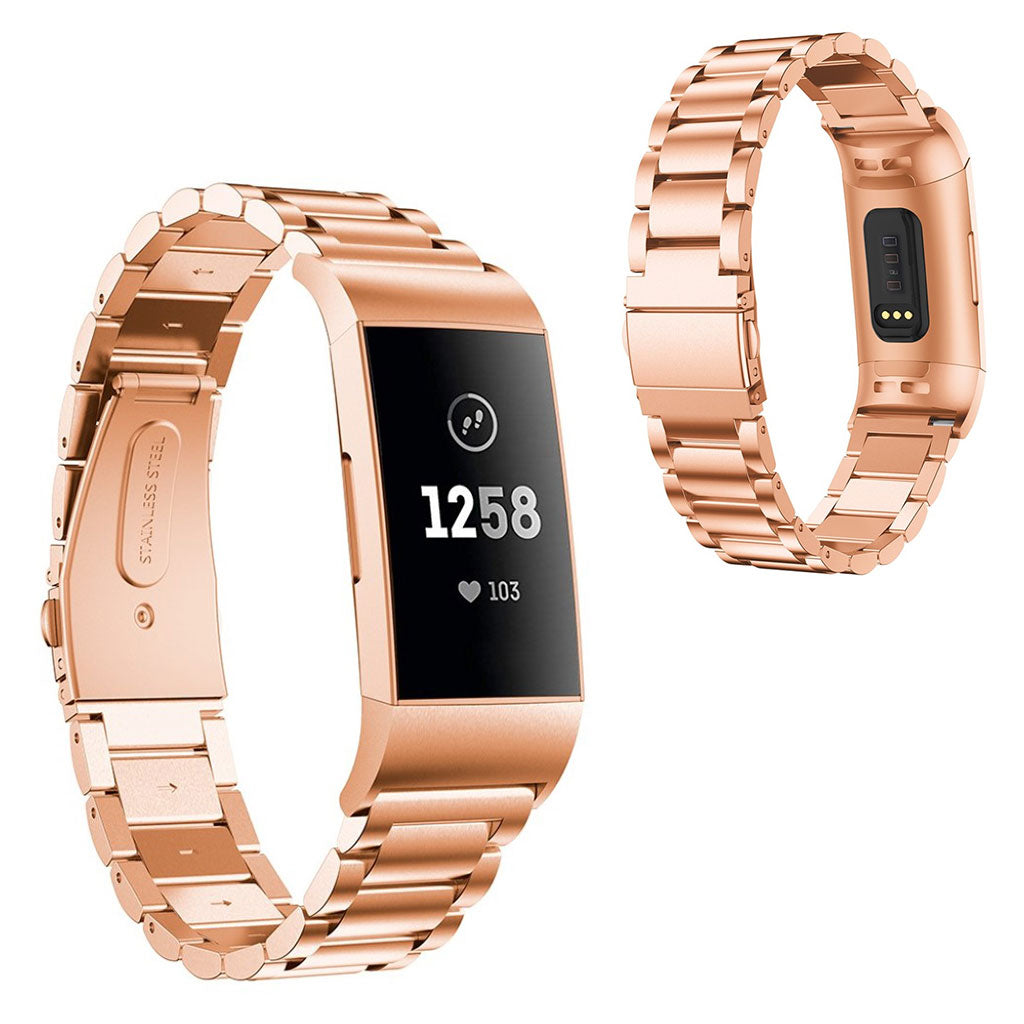 Mega fint Fitbit Charge 4 / Fitbit Charge 3 Metal Rem - Pink#serie_2