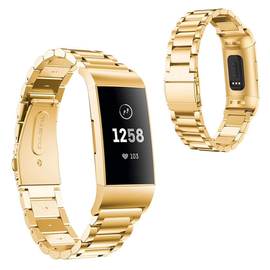 Mega fint Fitbit Charge 4 / Fitbit Charge 3 Metal Rem - Guld#serie_3
