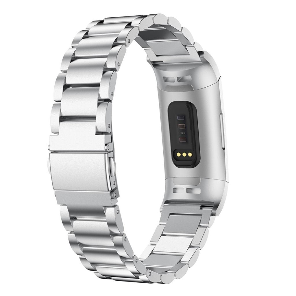 Mega fint Fitbit Charge 4 / Fitbit Charge 3 Metal Rem - Sølv#serie_034