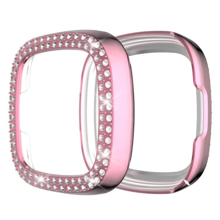 Godt Fitbit Versa 3 / Fitbit Sense Rhinsten og Silikone Cover - Pink#serie_3